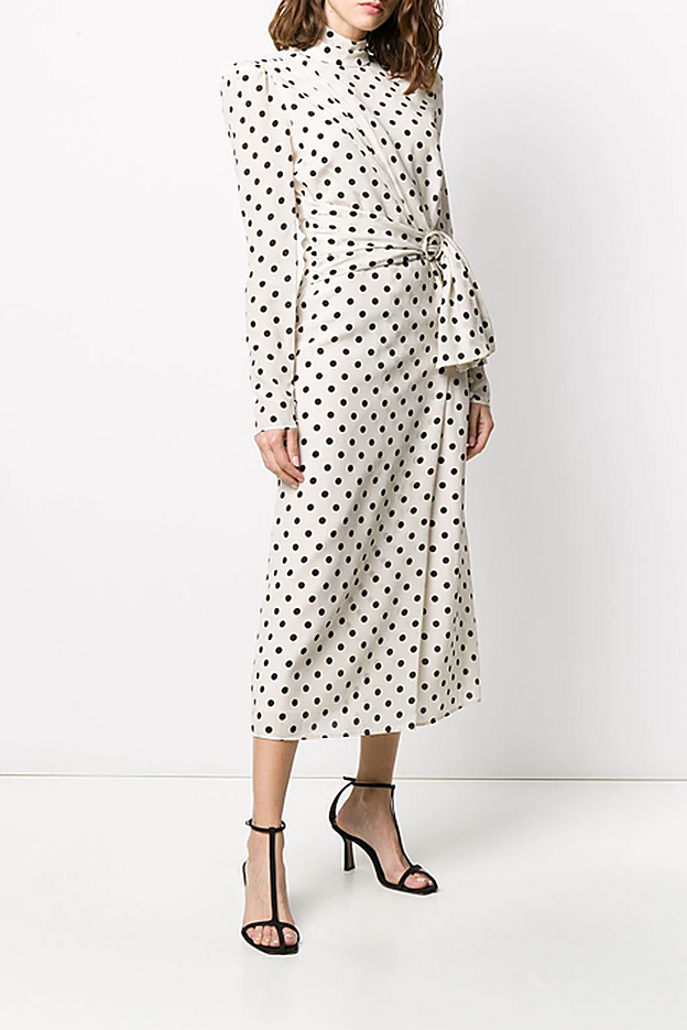 Vestido de lunares con drapeado frontal de Alessandra Rich.