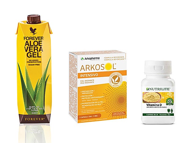Aloe Vera Forever de Go4Co (32,50 €/ 1 litro; se recomienda tomar 120ml diarios). Arkosol Intensivo de Arkopharma (27,90 €/ 30 perlas).Vitamina D Nutrilite (22,20 €).