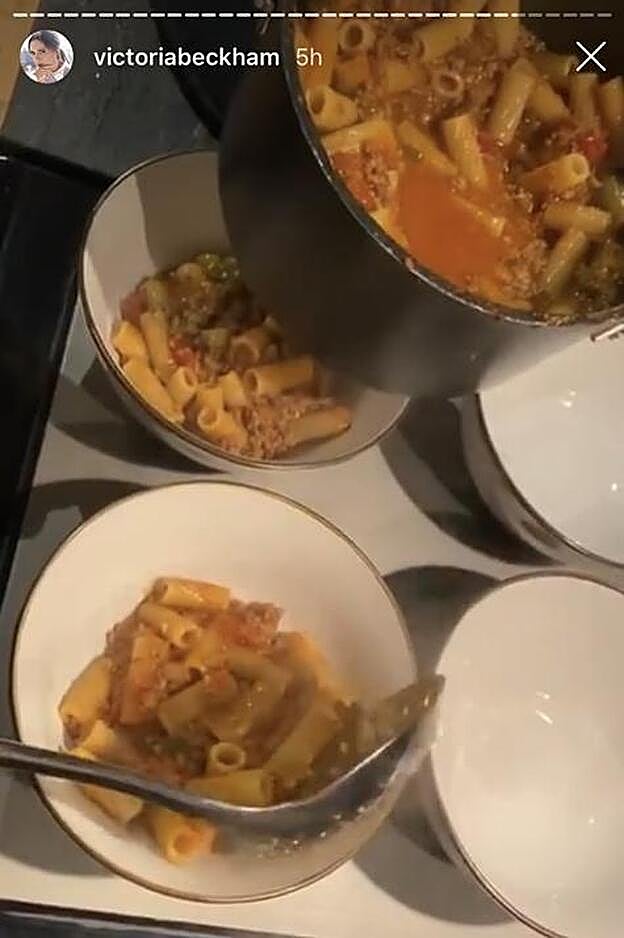 Un plato de pasta preparado por David Beckham