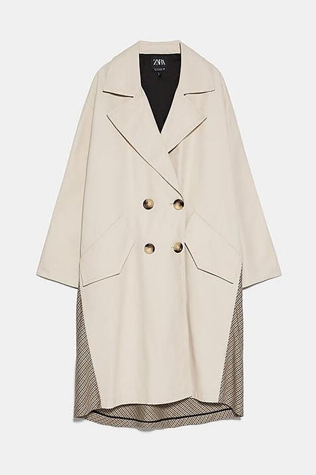 Fantástica gabardina de silueta oversize de Zara, con sorpresa en la espalda.