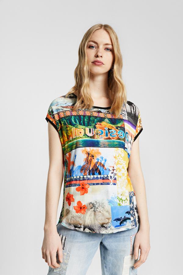 En tejido satinado y detalle de diferentes paisajes,  esta camiseta  no puede faltar en el armario de las madres amantes de la naturaleza (39,95 euros).