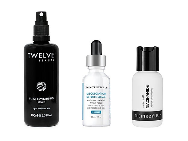 Ultra Revitalising Elixir de Twelve Beauty (52 €). Discoloration Defense Serum de Skinceuticals (88 €). Niacinamide Serum de The Inkey List (7,55 €, en Sephora).