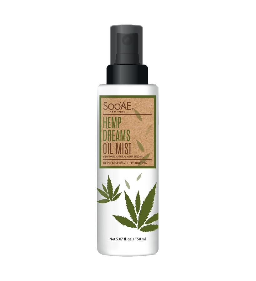 Esta bruma facial bifásica contiene un 92%ingredientes naturales, entre los que destacan los aceites de cáñamo y de oliva. Se puede usar tanto como mist hidratante como tónico facial.  Hemp Dreams Oil Mist de Sooae  (19,95 €).