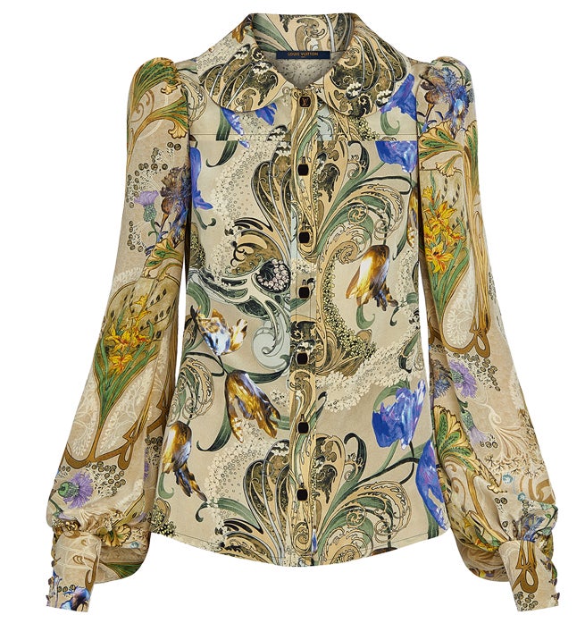 Blusa estampada de crepé de China, de Louis Vuitton (1.850 €).