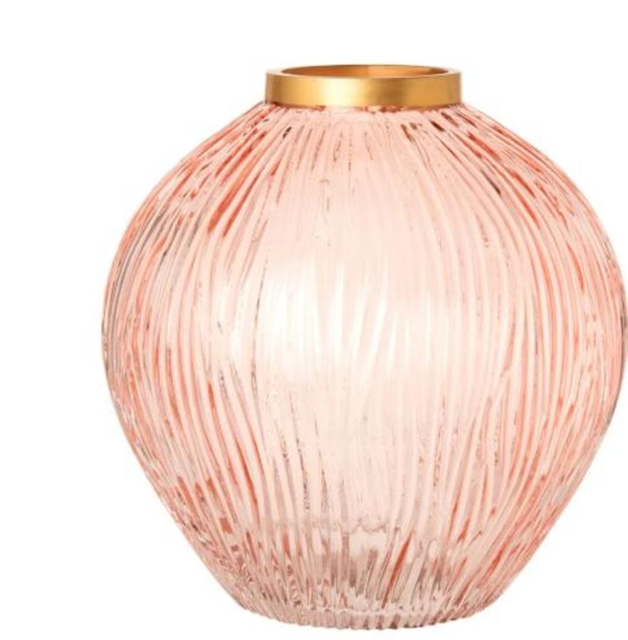 Jarrón rosa con detalle dorado de Maisons du Monde, (16,99 euros).