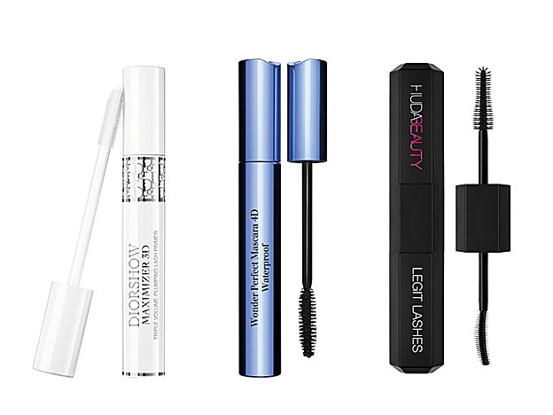 Diorshow Maximazwe 3D de Dior (37,95 €). Wonder Perfect Mascara 4D de Clarins (31 €). Legit Lashes de Huda Beauty (26,95 €).