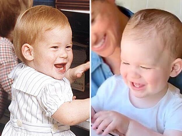 Imagen comparativa de Archie y su padre con edades similares.