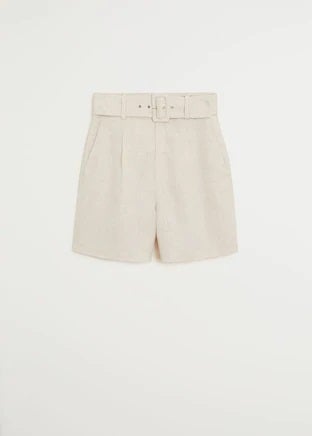 Bermudas de tiro alto con tejido de lino. (29,99 euros).