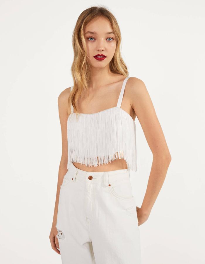 Top de tirantes con flecos, 12,99 €.