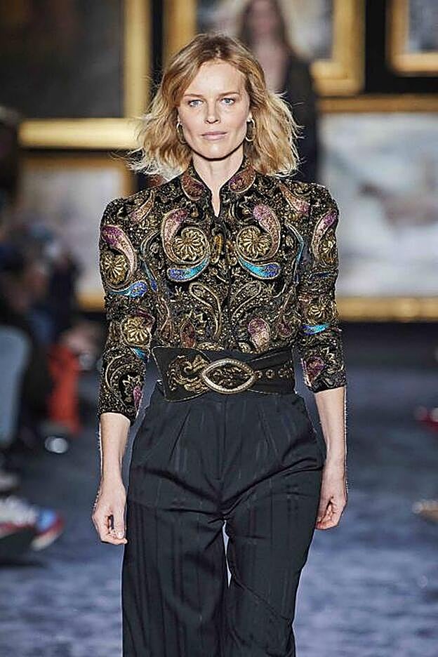 Eva Herzivoga durante el desfile de Etro de otoño/invierno 2020-21 en Milán el pasado mes de febrero