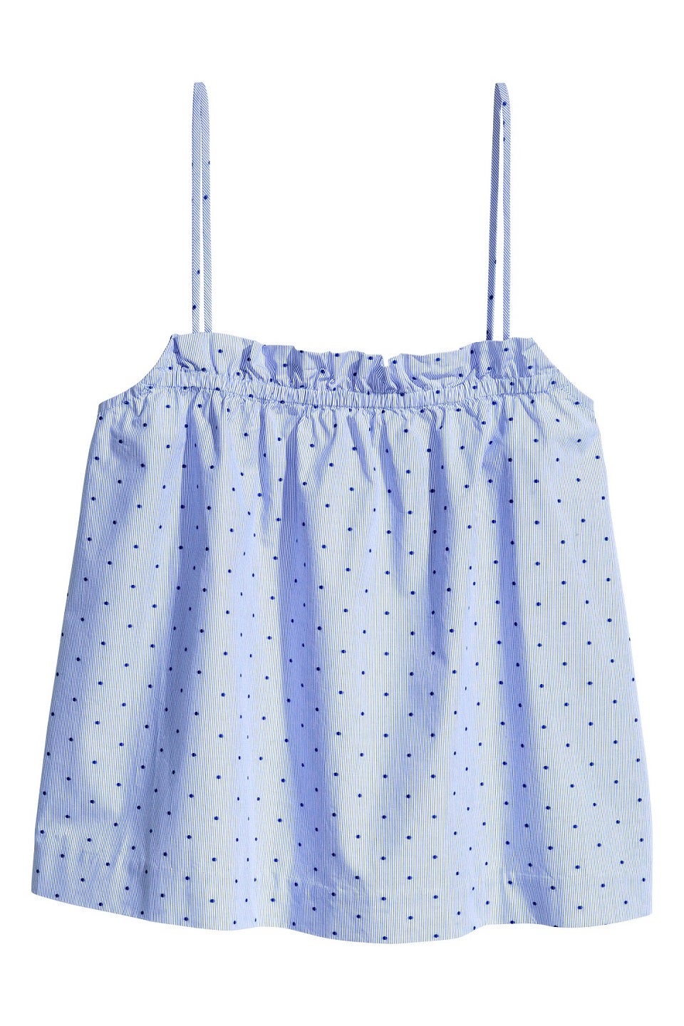 Top corto de tirantes en algodón plumeti y tono azul bebé ¡Irresistible! (9,99 euros en H&M).
