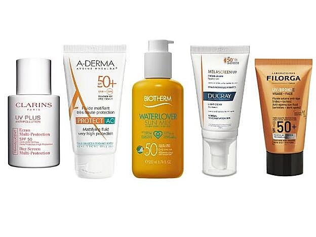 1. CLARINS UV Plus Fluido Matificante para Pieles Grasas y Acnéicas (17,44 €). 2. A-DERMA. Fluido Matificante para Pieles Grasas y Acnéicas (17,44 €). 3. BIOTHERM Waterlover Sun Milk (35 €). 4. DUCRAY Melascreen UV Antimanchas (15,54 €). 5. FILORGA. UV-Bronze Fluide Solaire Anti-âge (26,90 €).