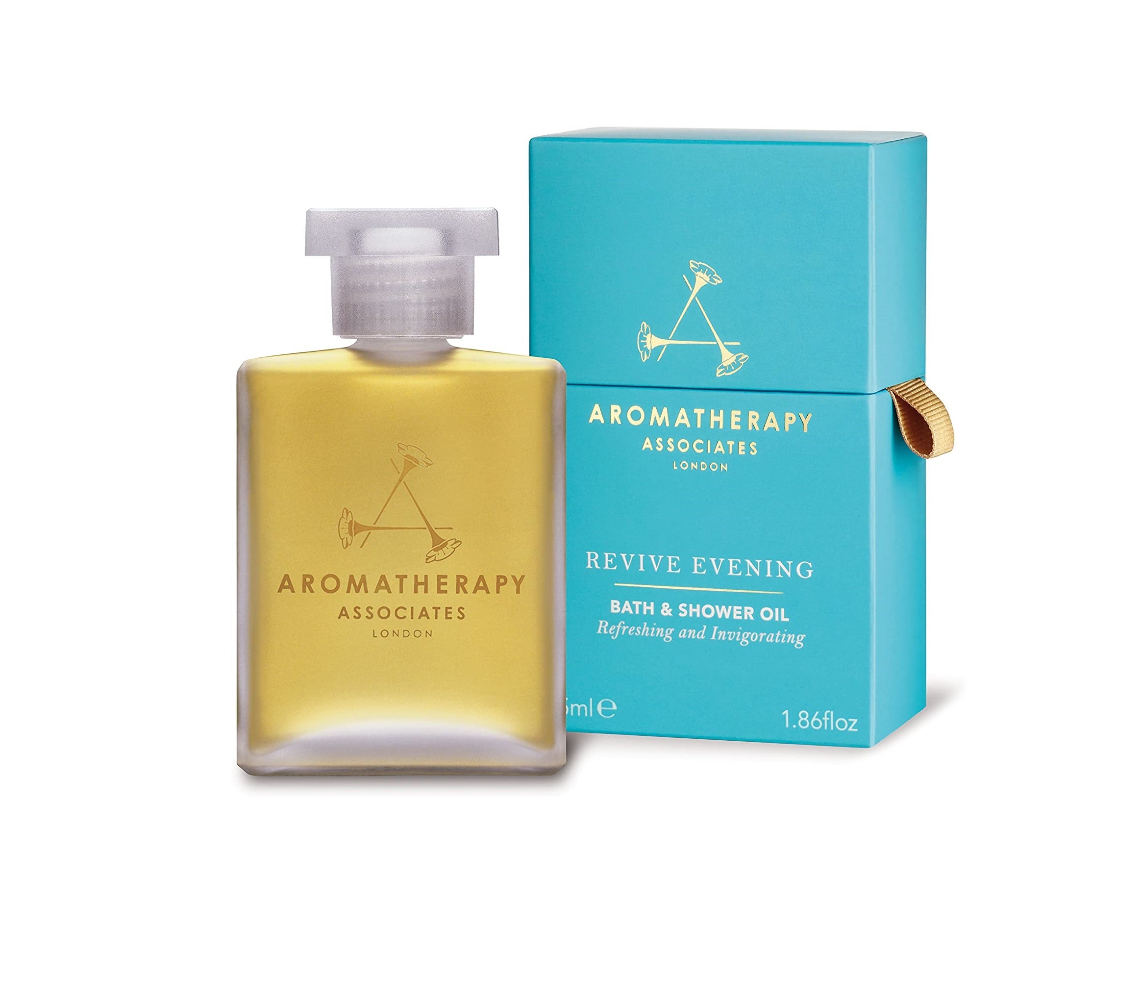 El aceite esencial Revive Evening Bath & Shower Oil Aromatherapy Associates contiene geranio, sándalo, pachuli y ylang ylang que actúan sobre el sistema límbico para activar el cerebro y elevar el estado de ánimo.  Consíguelo en Amazon por 41,59 euros .