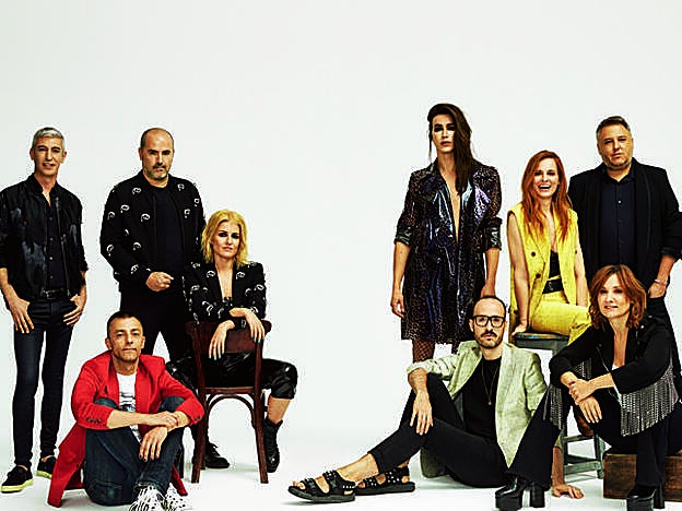 De izda. a dcha.: Vicent García, Joaquín García (sentado), José Ramón Rocabert, Laura Suárez, Divino, Alberto Gonper, Ana Locking, Nathalie Poza y Julián Fernández.