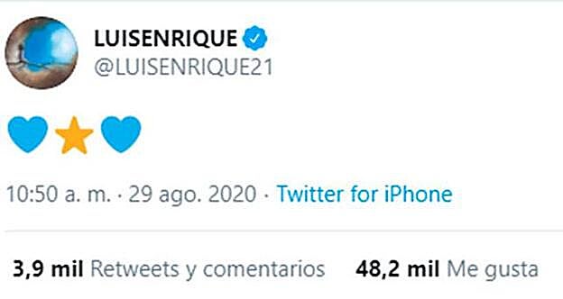 Este fue el mensaje de Luis Enrique en Twitter.