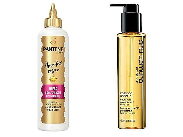 1. Crema de peinado sin aclarado para rizos PRO-V de Pantene. 2. Essence Absolue de Shu Uemura.