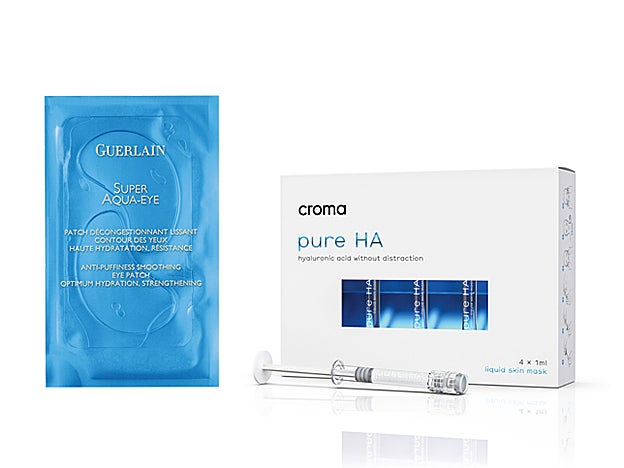 Super Aqua-Eye Patchs de Guerlain (11, 50 €/ 6 u). Mascarilla Pure AH de Croma (75 €).