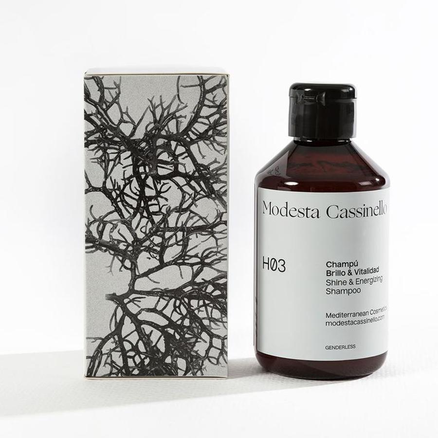 El H03 de Modesta Casinello (23 euros) tiene una fórmula revitalizante con un alto porcentaje de ingredientes de origen natural creada para conseguir un pelo suave y lleno de luz.