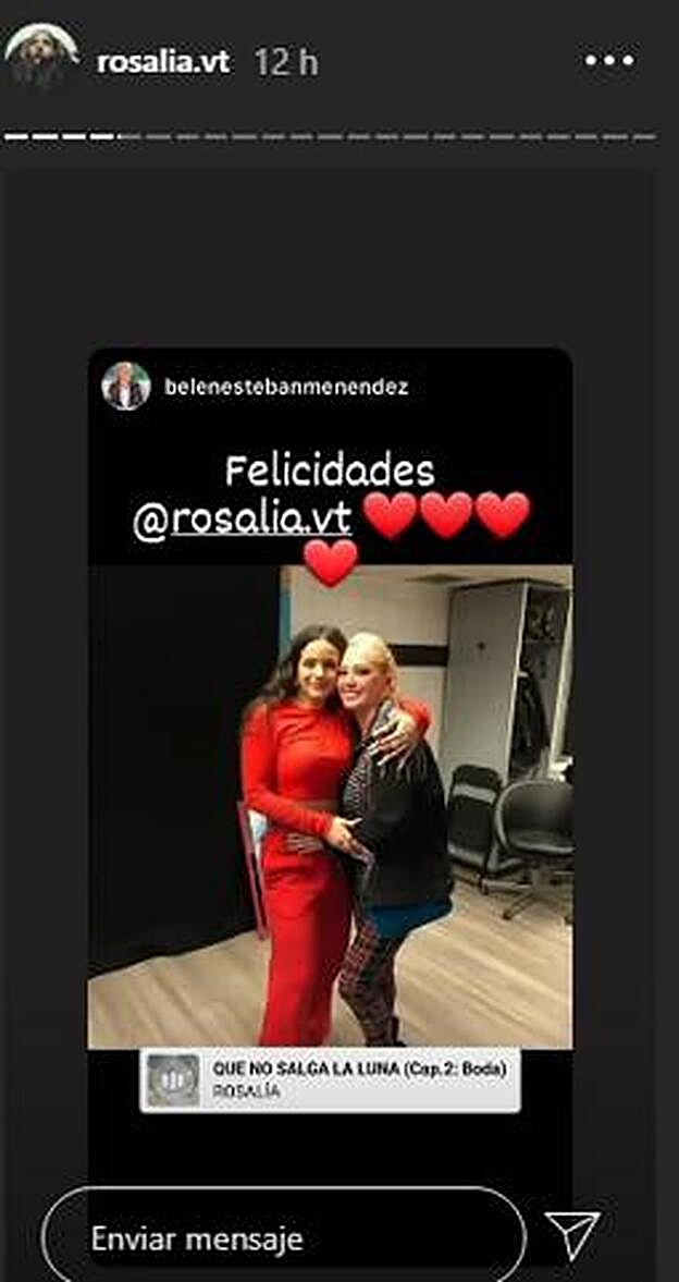 Rosalía comparte la felicitación de cumpleaños de su amiga Belén Esteban.