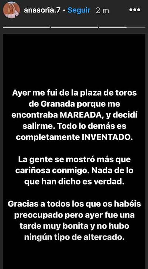 Así desmentía Ana haber sido abucheada.