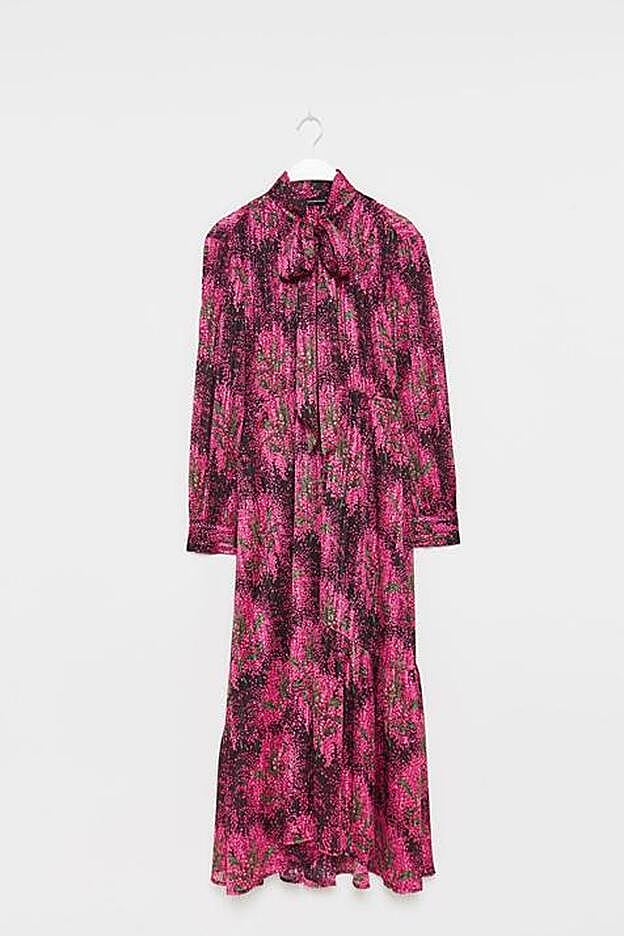 Vestido estampado con lazada, de Sfera (49,99 euros).