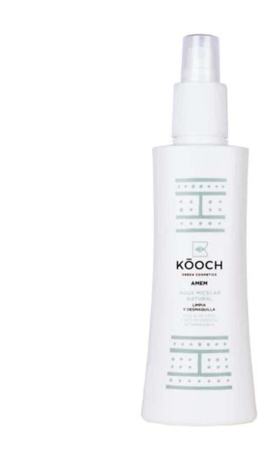 Kóoch Green Cosmetics nace como una firma de Cosmética vegana y orgánica con un filosofía clara hacia el cuidado de la piel y el medio ambiente. Entre sus productos estrella se encuentra este agua micelar premiada en dos ocasiones con aloe vera BIO y aceite esencial de mandarina, para limpiar y desmaquillar la piel con suavidad (21 euros).