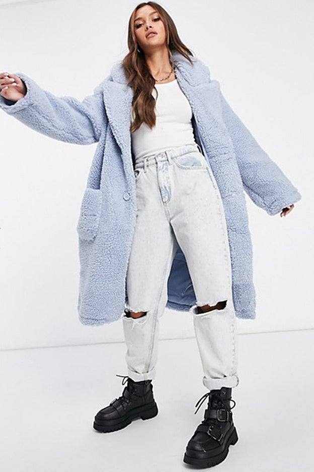 Chaquetón con silueta holgada de color azul cielo de Reclaimed Vintage.