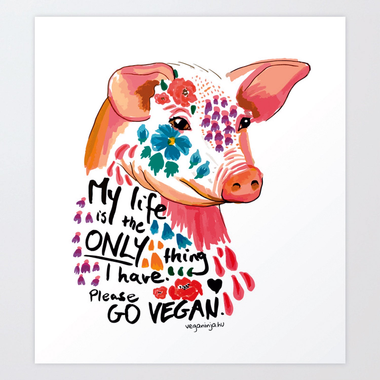 Ilustración pro vegana en Society6 (c.p.v.).