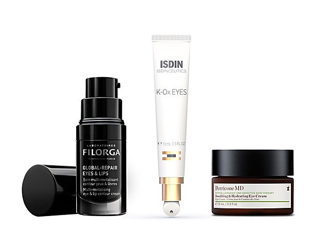 Global Repair Eyes & Lips de Filorga (79,90 €). Isdinceutics K-Ox Eyes de Isdin (44,95 €). Soothing & Hydrating Eye Cream CBD de Perricone MD (75 €).