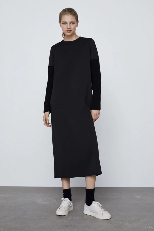 En tallas S, M y L, con mangas combinadas en tricot.