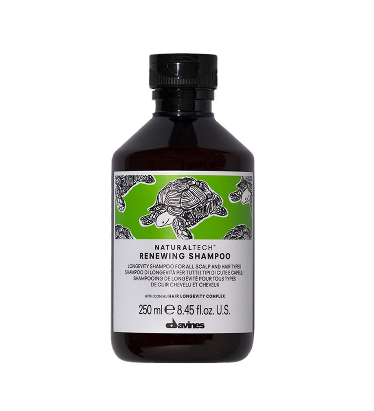 Contiene hair longevity complex, un compuesto de fitocéuticos y principios activos que protegen contra los mecanismos que causan el envejecimiento. No contiene parabenos ni sulfatos. Para todo tipo de cuero cabelludo y cabello.  Renewing Shampoo de Davines  (10,35 €).