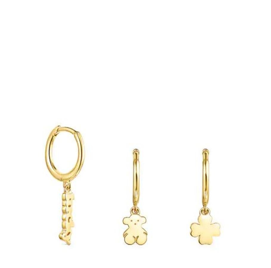 Pack de pendientes de oro, de Tous (80 euros).