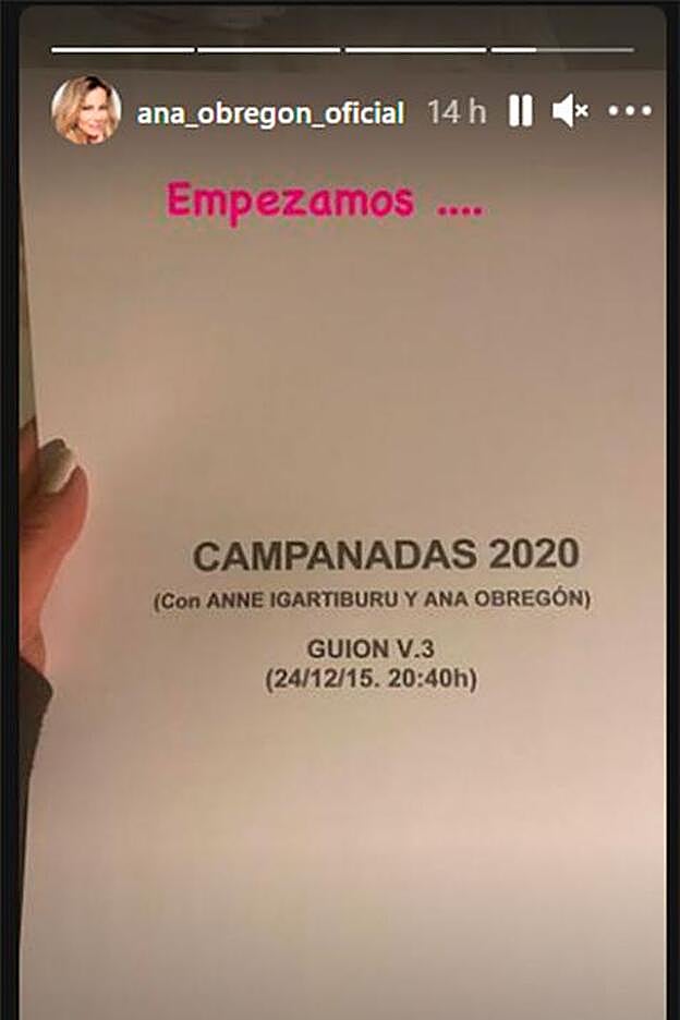 Ana ya estudia el guion de las Campanadas.