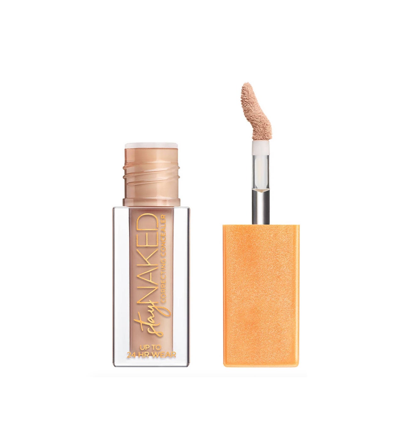 Vegano, semimate, flexible con un 25% más de pigmento y una cobertura que dura hasta 24 horas. Su aplicador patentado de punta curva permite obtener la cantidad correcta de cobertura: el lado plano para una aplicación precisa y ligera o el lado curvo para aplicar más producto. Disponible en 25 tonos.  Stay Naked Concealer de Urban Decay  (14,99 €).