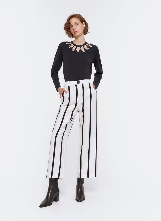 Pantalón culotte de rayas verticales, de Uterqüe (49,95 €).