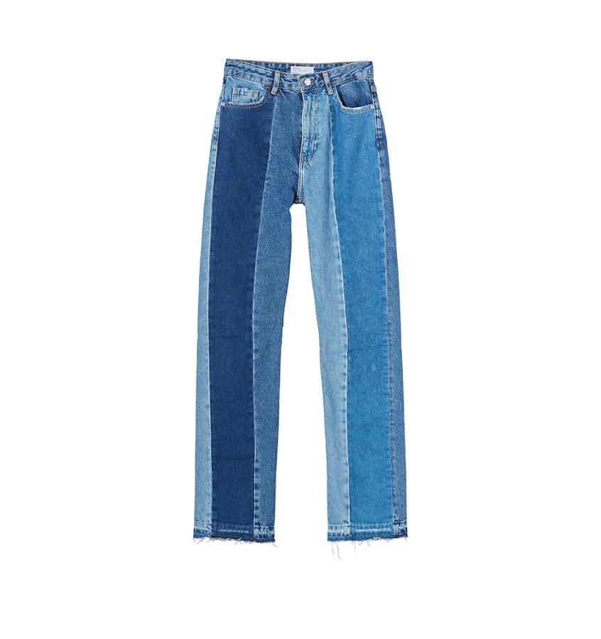Pantalones vaqueros estrechos de talle alto, de Bershka (35,99 €).