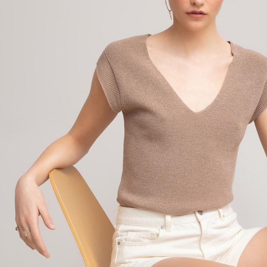 Chaleco de punto brillante, de La Redoute (22,99 €).