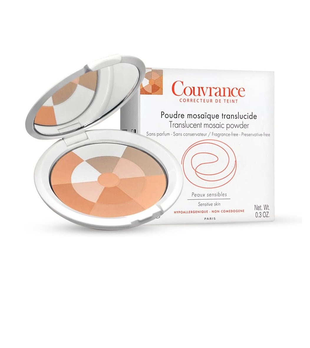 Avene Couvrance Polvos Mosaico Buena Cara: unos polvos que ponen buena cara al instante y que pueden utilizar también las pieles más sensibles. Ligero, traslúcido, matifica la piel, unifica y la deja suave y lisa. También fija la base de maquillaje y es resistente al agua y al sudor.  Rebajados de 23,38 a 17,82 euros .