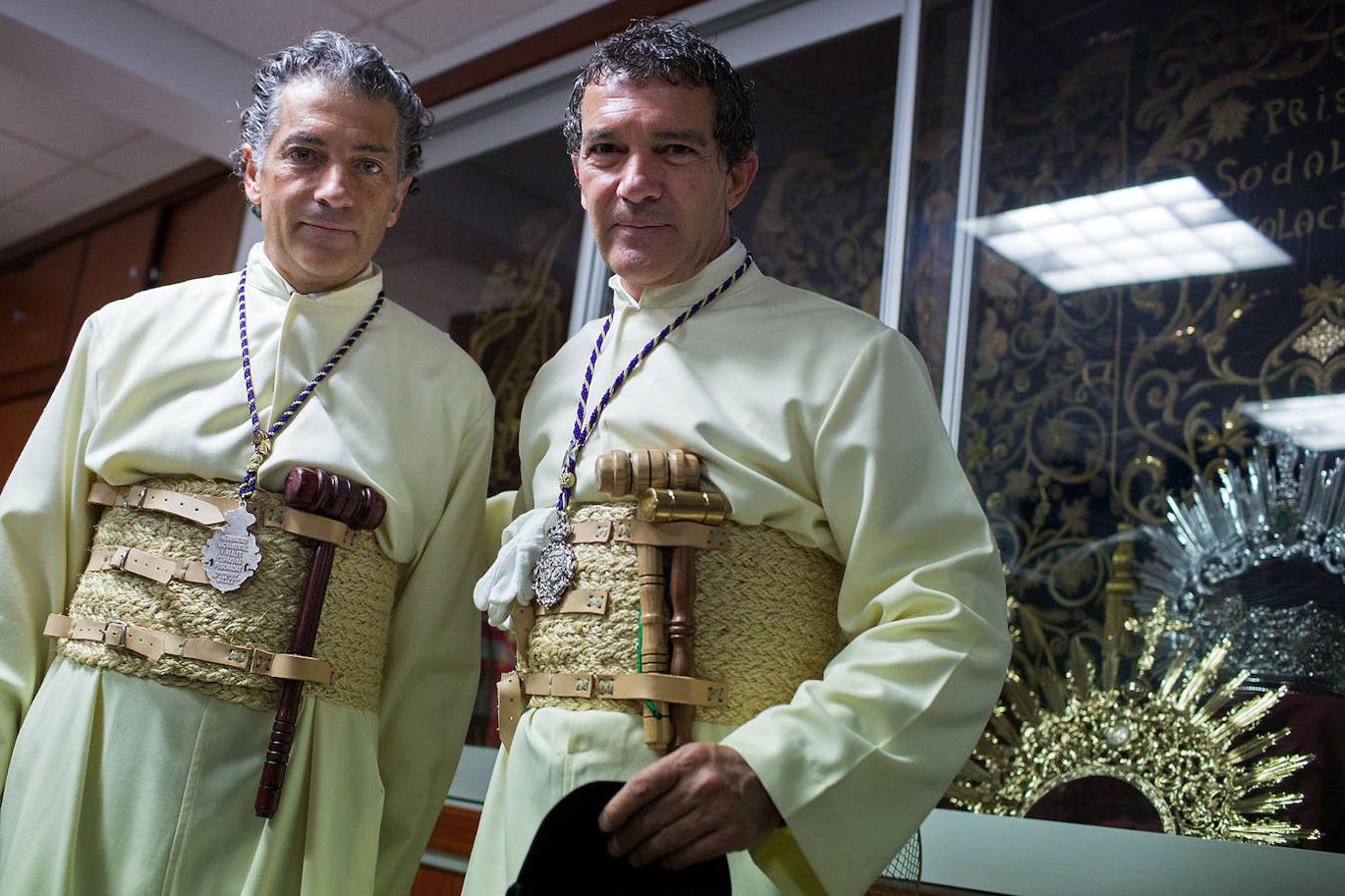 Antonio Banderas ejerce de mayordomo de la imagen de la Virgen de Lágrimas y Favores de Málaga.