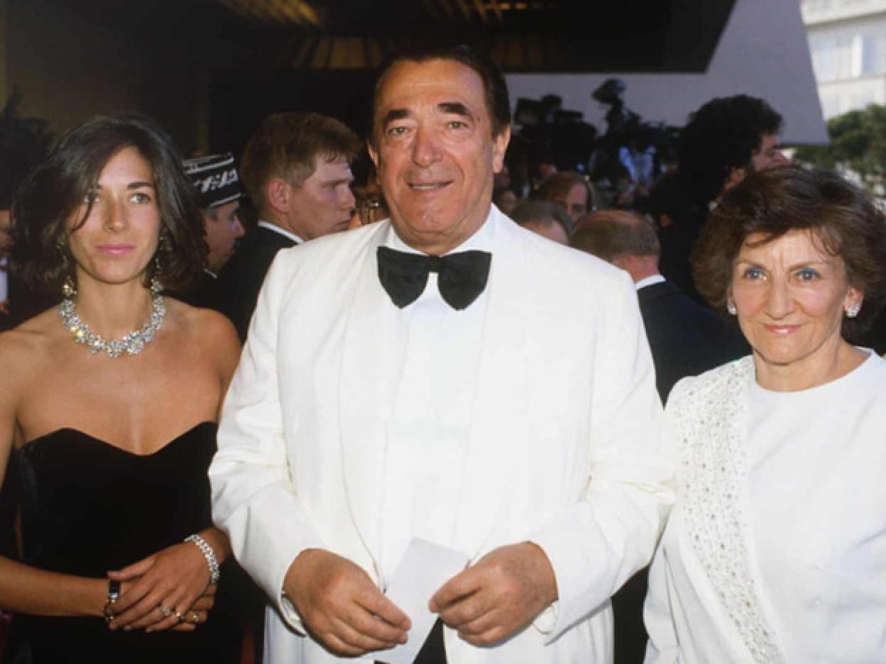 El núcleo familiar de la familia Maxwell, en el Festival de Cannes: de izquierda a derecha, Ghislaine Maxwell, Robert Maxwell y Betty Maxwell.