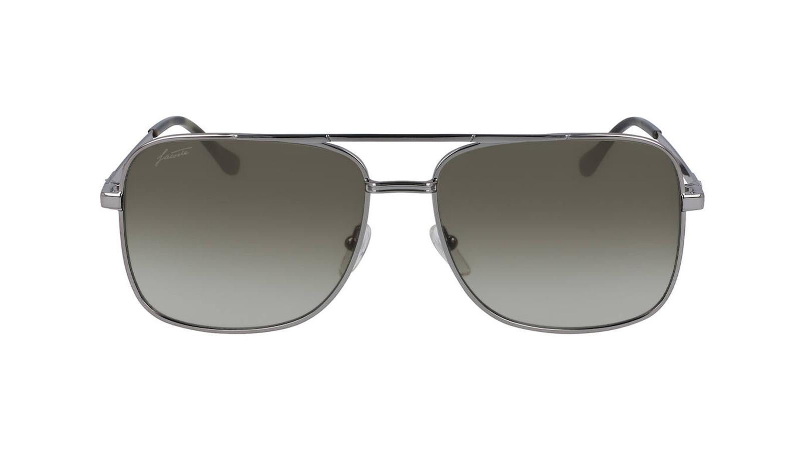 Gafas de sol de montura metálica con lentes cuadradas, de Lacoste (165 €).