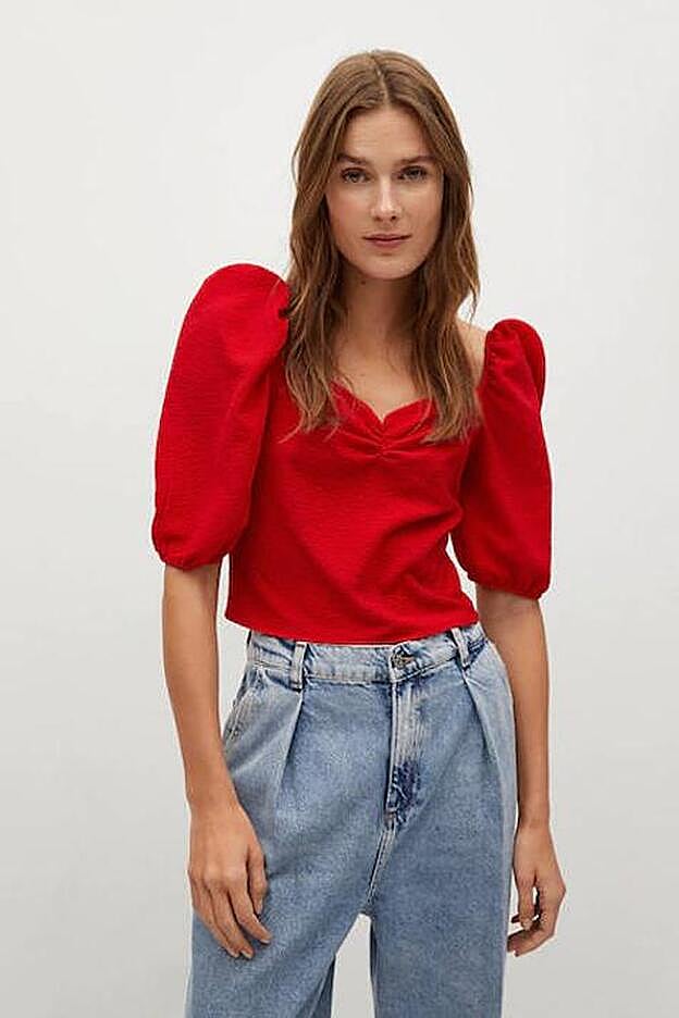jeans mango blusas rojas