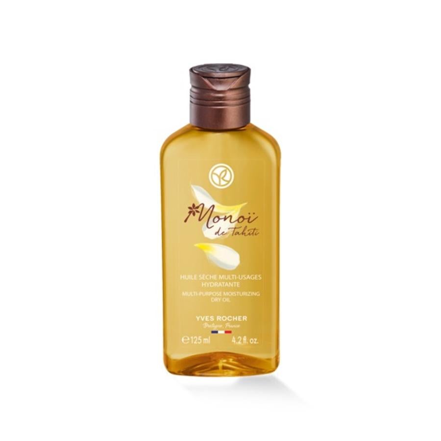 El aceite Seco Multi-usos Hidratante de Yves Rocher está enriquecido con Monoi de Tahiti (2%) y es de acabado no graso por lo que hidrata la piel y realza el bronceado. Además, aplicado sobre los cabellos, los deja suaves y brillantes (8,95 euros).