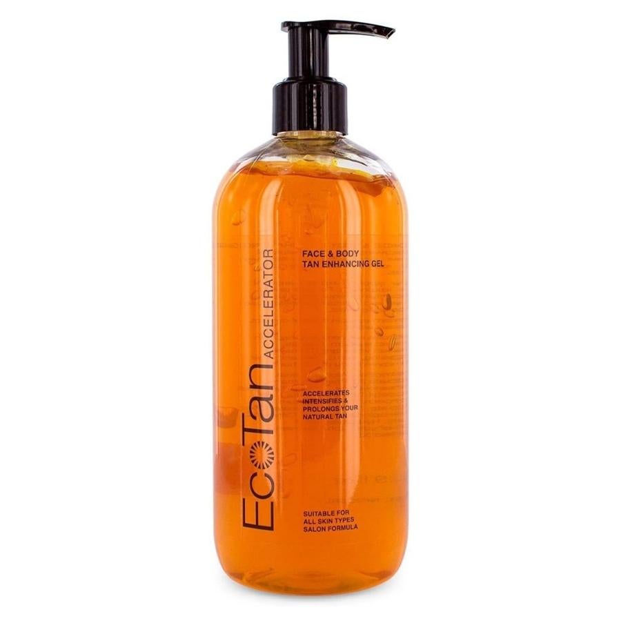 Gel Accelerator de Bronceado Facial y Corporal de EcoTan ayuda a lograr ese color dorado intenso en la mitad del tiempo y hace que tu bronceado sea más duradero. Tiene una fórmula innovadora especial que funciona con su propia melanina para acelerar un bronceado dorado profundo.