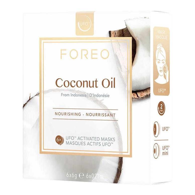 En una guía de aceite de coco no podría falta una buena mascarilla. ¿Cuál es la mejor? Foreo tiene una mascarilla de aceite de coco que combate la piel seca gracias al aceite y agua de coco natural. 20,99 euros. 