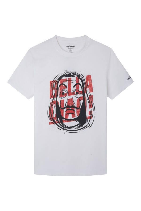 En Springfield hemos encontrado un modelo en color crudo de ‘La Casa de Papel’. El estampado incluye la frase “¡Bella ciao!”. Su precio es de 19,99 €.