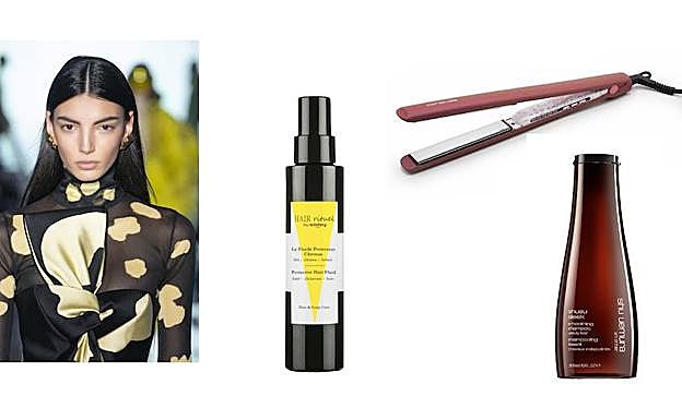 Sisley. Fluide Protecteur Hair Rituel (86€). CORIOLISS. Planchas C3 Flower Collection (189€). Shu uemura. Shusu Sleek Champú (37,10€) 