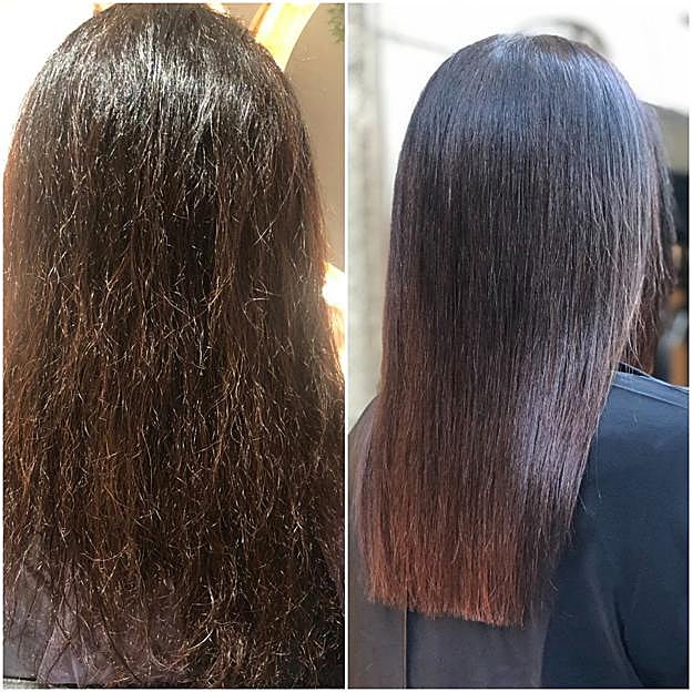 Antes y después de un Roller Cut.