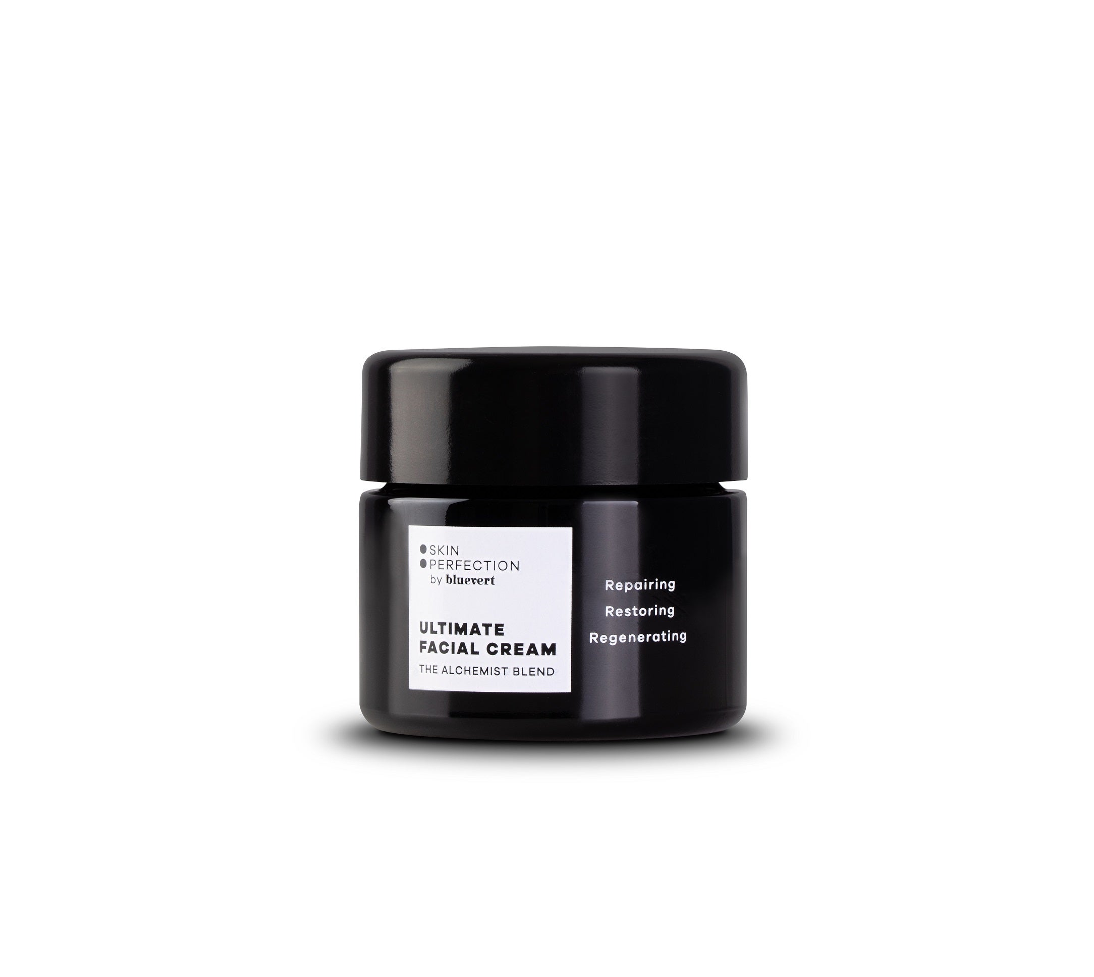 Ultimate Facial Crema de Skin Perfection by Bluevert, un cóctel perfecto para luchar contra los signos de la edad, reparar y regenerar la piel. Contiene péptidos, glucógeno y elastina marinos, bioceramidas, niacinamida, ácido hialurónico, alantoína, manteca de karité y sangre de dragón. (64 euros).