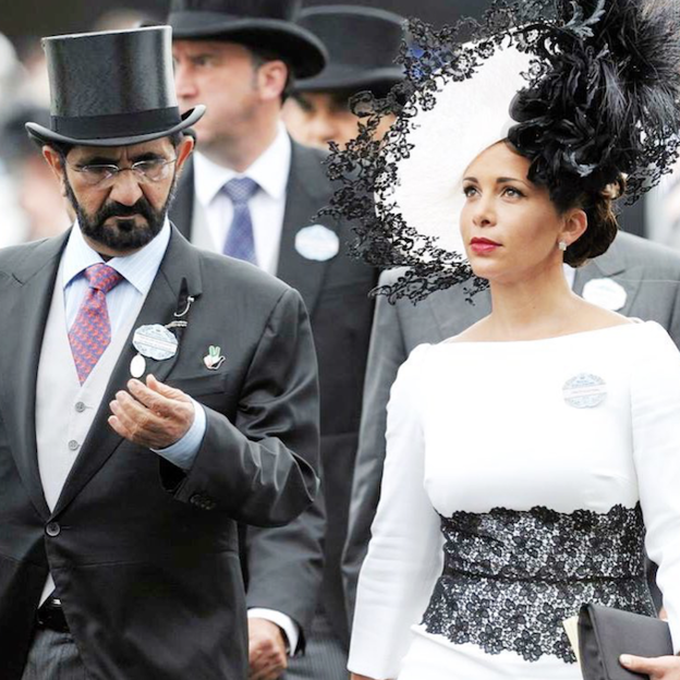 El emir de Dubái y la princesa Haya de Jordania, en una de sus apariciones en Ascot. 